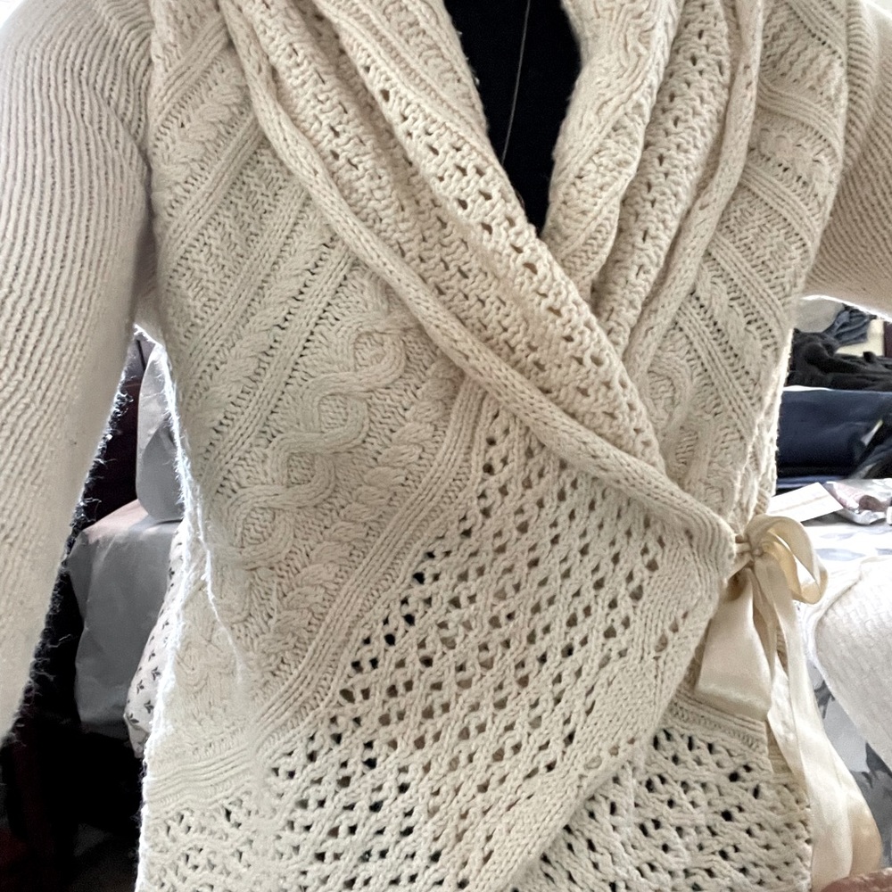 Beige Long Sleeve Wrap Cardigan
